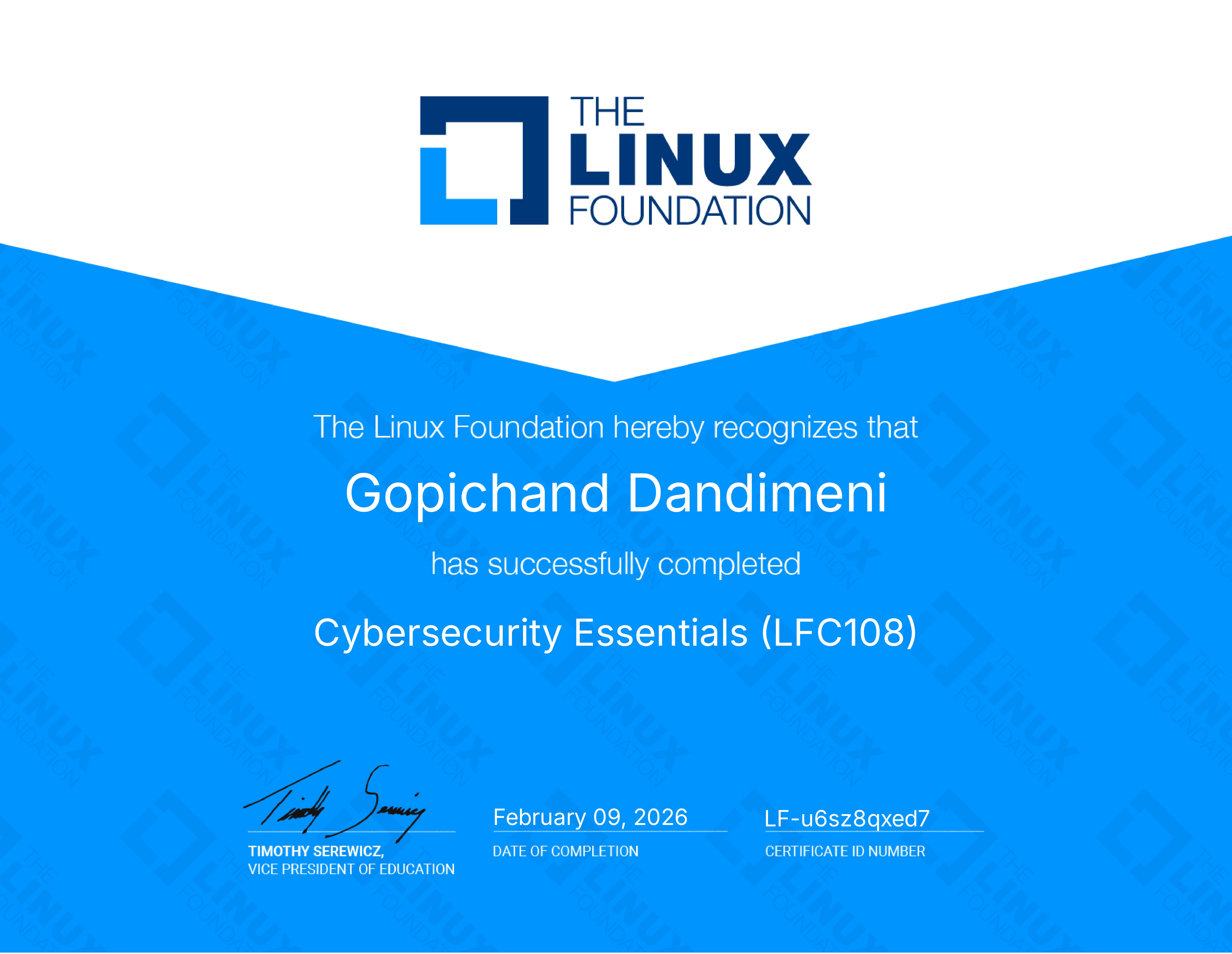 Cybersecurity Essentials LFC108